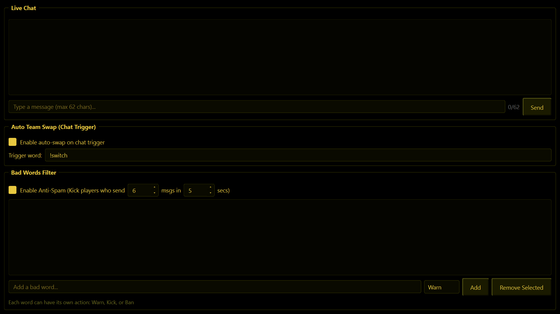 The Chat Bot tab