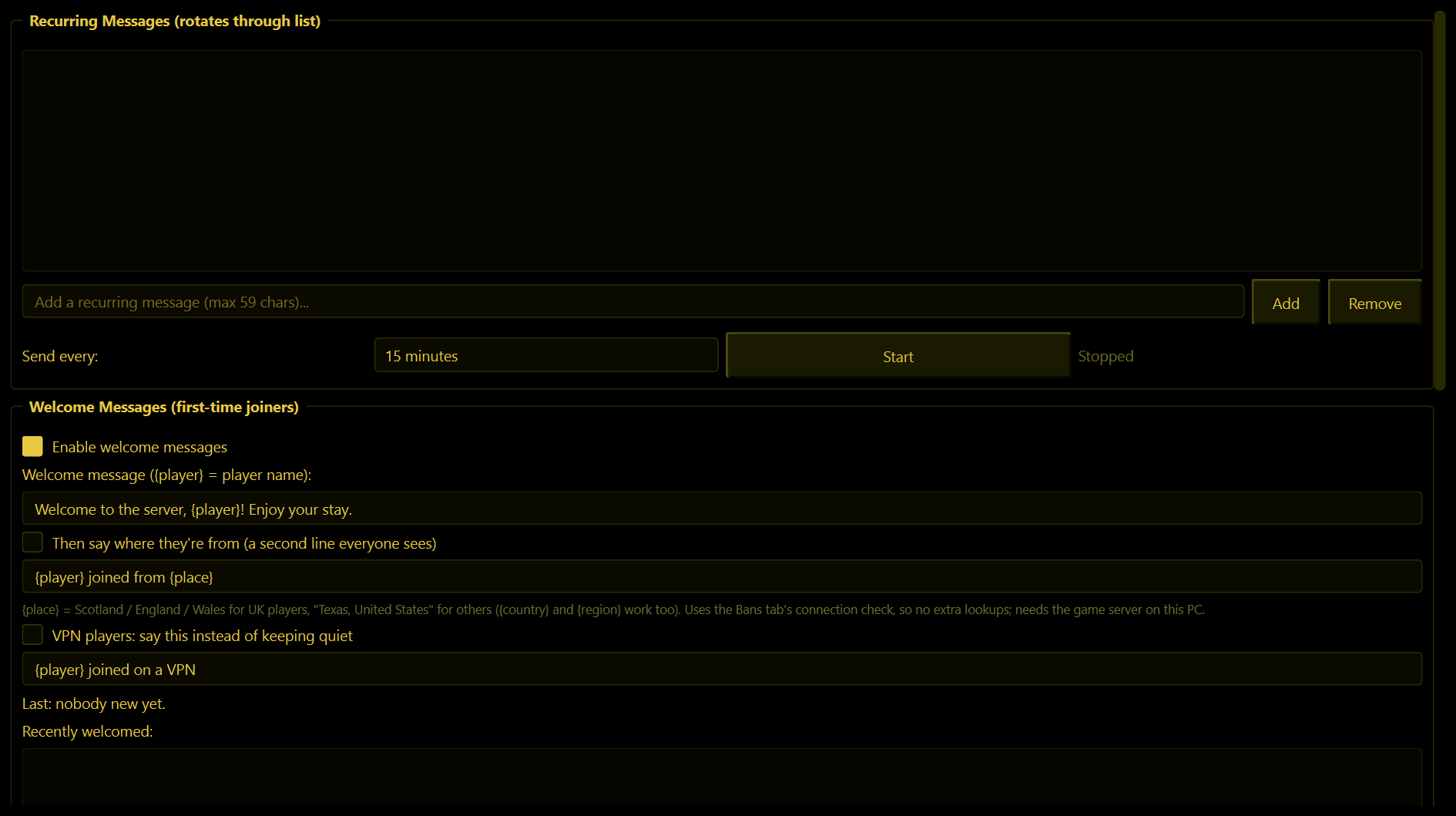 The Messages tab