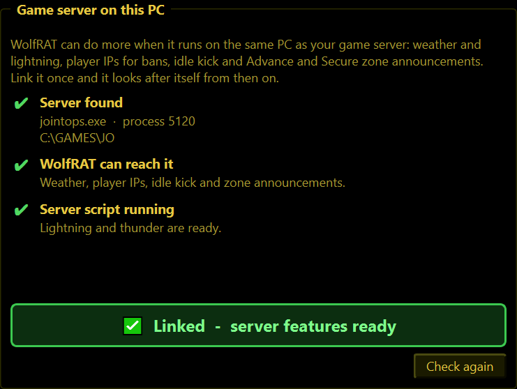 Game server on this PC, linked
