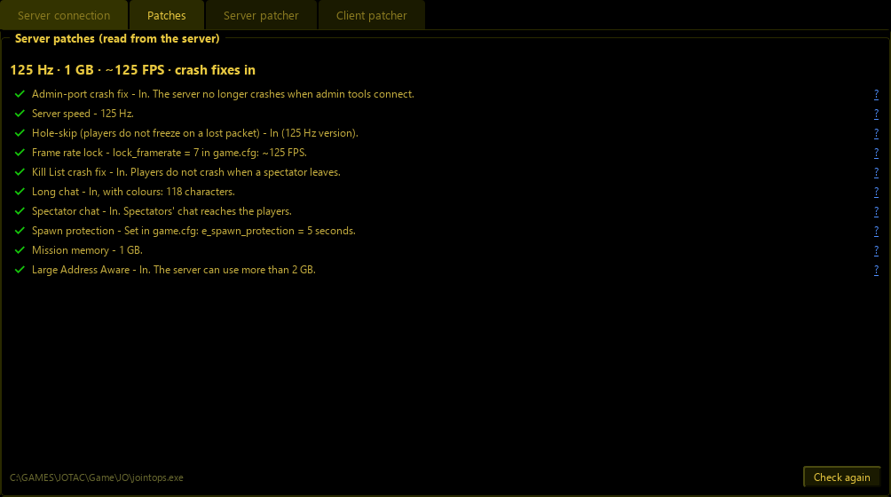 The Patches page