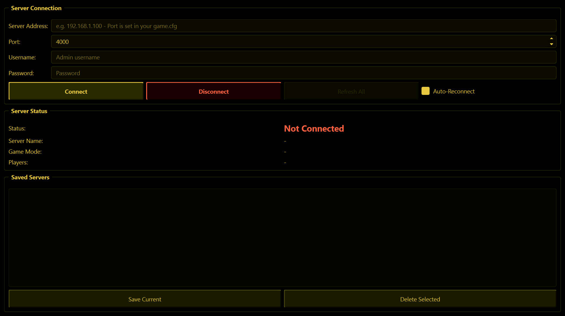 The Server tab