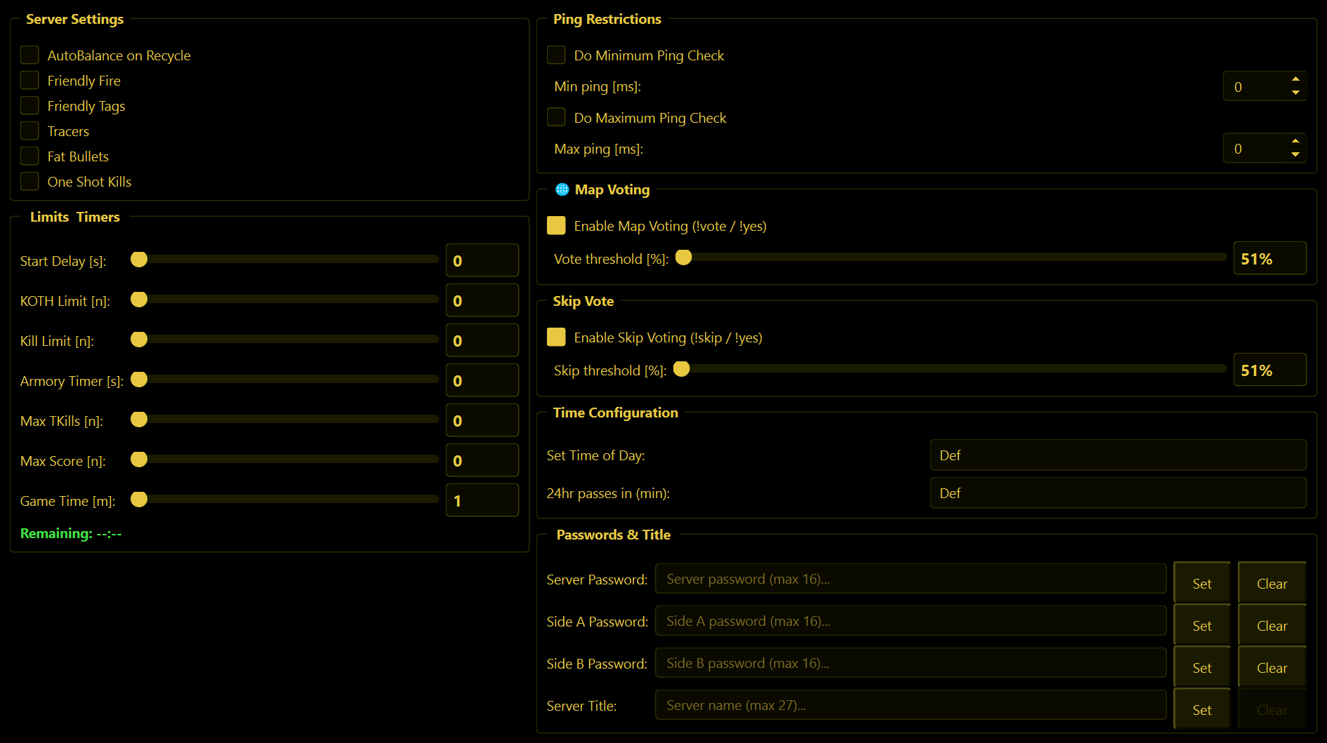 The Settings tab