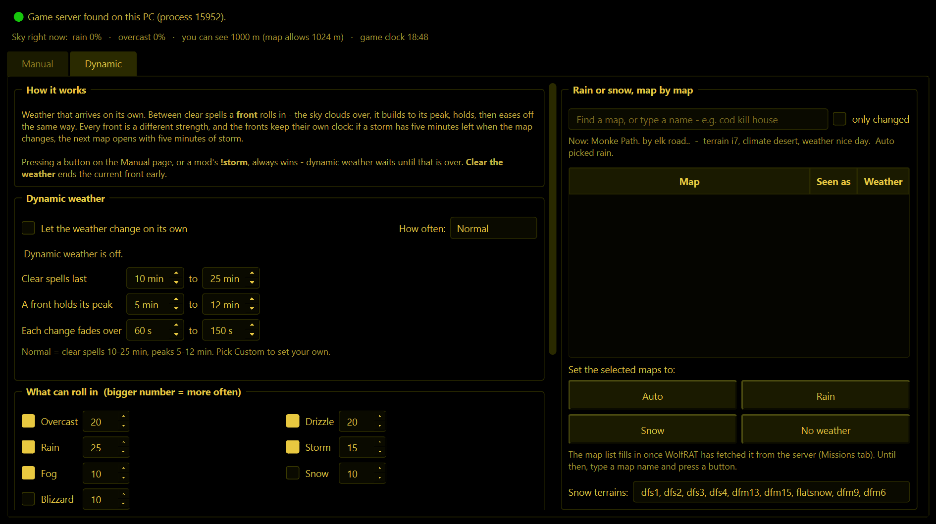 The Weather tab, Dynamic page